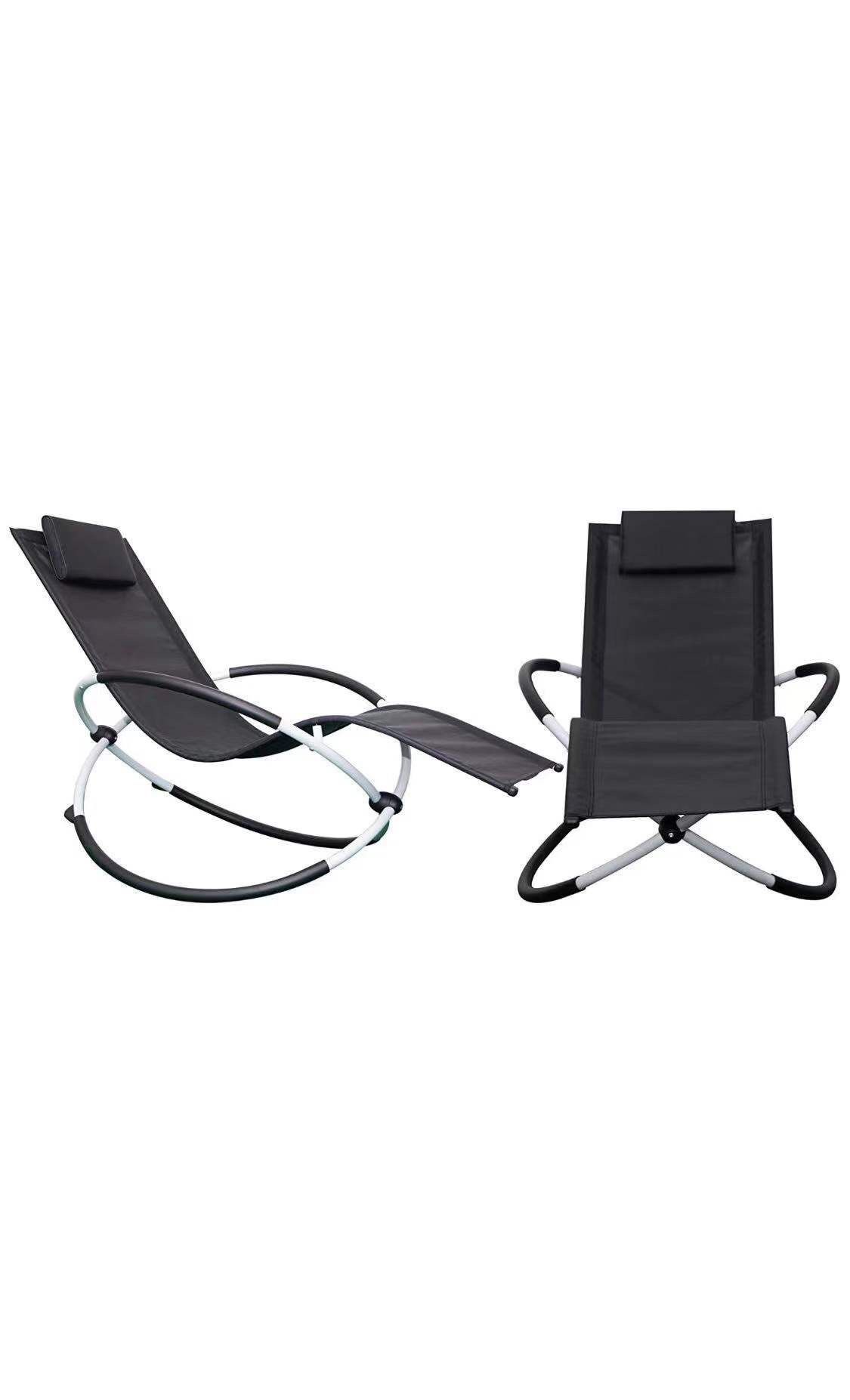 Outdoor Lounge Chairs Set of 2,Easy Assemble Pool Lounge Chair with Head Pillow,Water Proof Patio Chaise Lounge with Rocking Function for All Weather