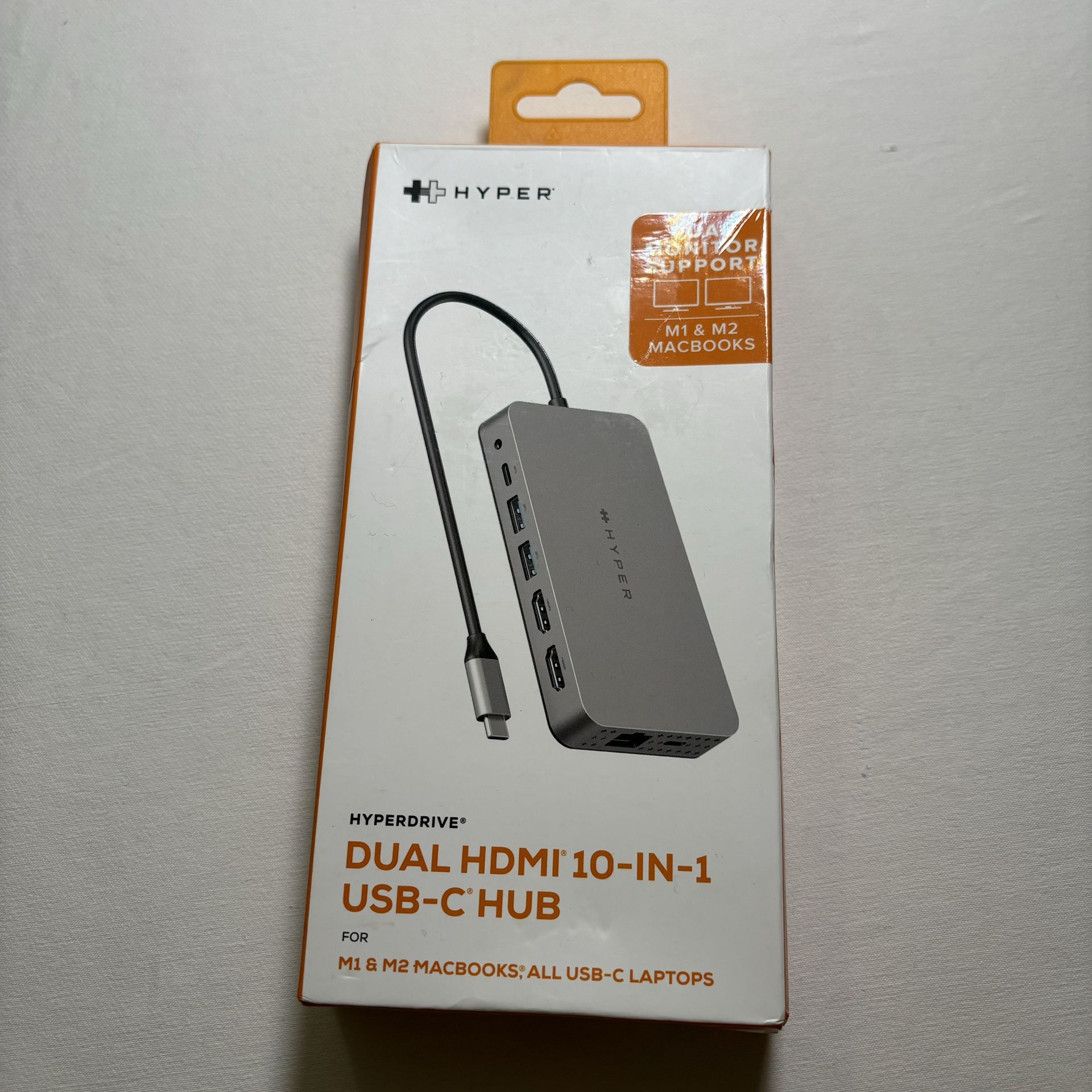 Hyper - HyperDrive Dual 10 Port USB-C Hub, 4K HDMI, Ethernet, 1 USB-C, 2 USB-A, microSD/SD, travel dock for M1/M2/M3 MacBook