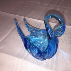 Blue Depression Glass Swan