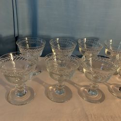 Champagne/Sherbet Glasses ,Vintage With Etching