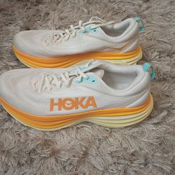 Hoka One One M Bondi 8 Blanc De Blanc Solar White Orange Size 11.5 D