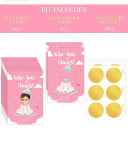 Baby Shower Games for Girls - Scratch Off Celebrity Cards Tickets -Who Has the Daddy Fun Ice Breaker Games -Pink 48 Pieces