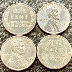 4 For $10 Steel Pennies WW2 Wartime 1943 Wheat Penny Steelie Coins US Cents 