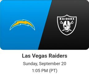Chargers Vs Raiders sept 20th visitors side section 101