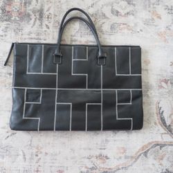 Lamertson Truex Black Leather Tote Purse