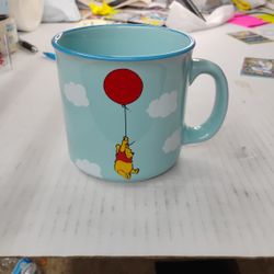Disney Winnie the Pooh Themed BlueCoffee Mug Red Balloon Braver Stronger Smarter