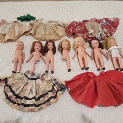 Antique Nancy Ann Story Book Bisque Doll Lot Of 7 + Clothes 