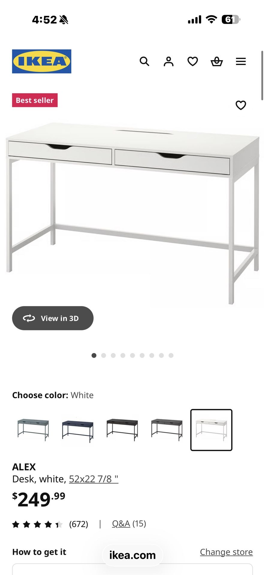IKEA White Alex Desk