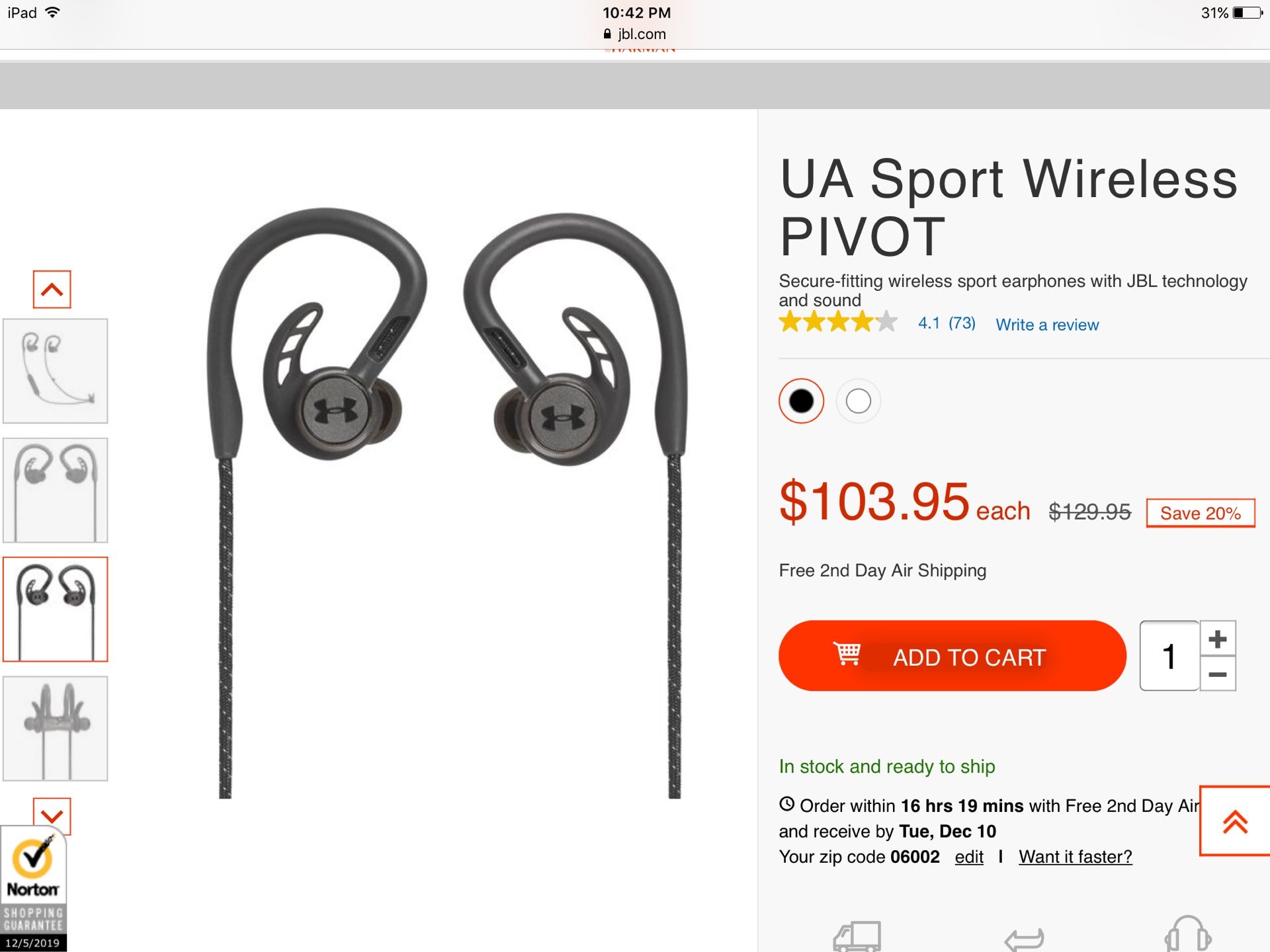 Under Armour/ JBL over the ear earbuds