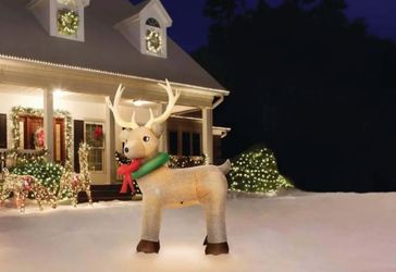 Giant-Sized Fuzzy Standing Reindeer Christmas Inflatable
