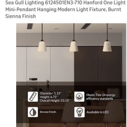 New Sea Gull Lighting One Light Mini-Pendant Hanging Modern Light Fixture, Burnt Sienna Finish 