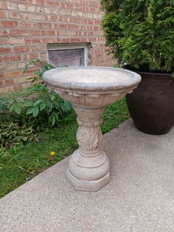 Heavy Solid Concrete Outdoor Patio Birdbath