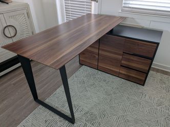 55" L-Shaped Office Desk w/ Storage + Chair