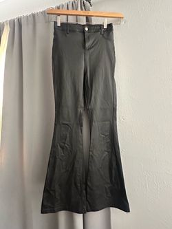 Black Faux Leather Flare Pants