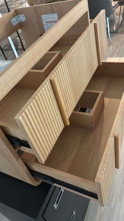 Floating restroom cabinet