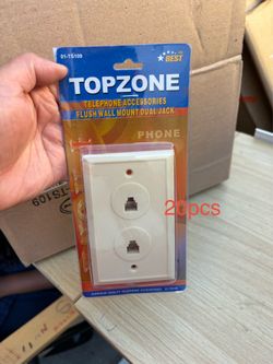 TOPZONE TELEPHONE ACCESSORIES FLUSH WALL MOUNT DUAL JACK 20 pack