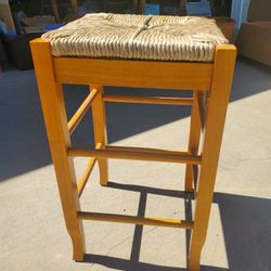 Wicker And Wood Stool