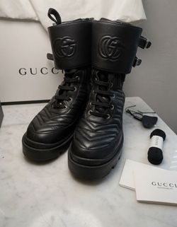 Authentic Gucci Marmont Matelassé Combat Boots – Women’s US 8.5 – Great Condition + Box