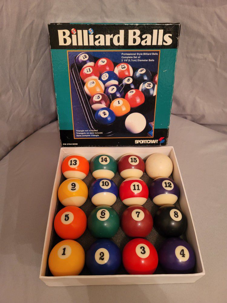 SportCraft Professional Style Billiard Balls Complete Set of 2 1/4" Diameter Balls 