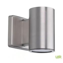 Progress Lighting Cylinders 3 in. Satin Nickel LED Outdoor Wall Lantern Light