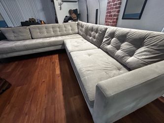 Large Grey Sectional Couch suede