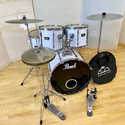 Pearl Export Complete Adult White Drum Set New Quiet Cymbals Pdp Hihat & Pedal Throne 22 12 13 16” $500 Cash In Ontario 91762