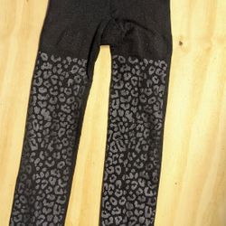 Black and Silver Thick Footless Tights