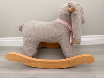 Pottery Barn Kids Bunny Rocker Plush Wooden Rocking Animal Chair