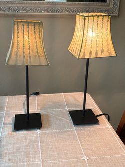 Matching Pair of Beaded Table Lamps –