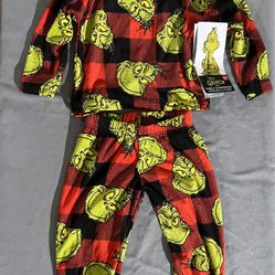 Toddler (2T) Grinch 2 Piece Flannel Style Pajamas (New)