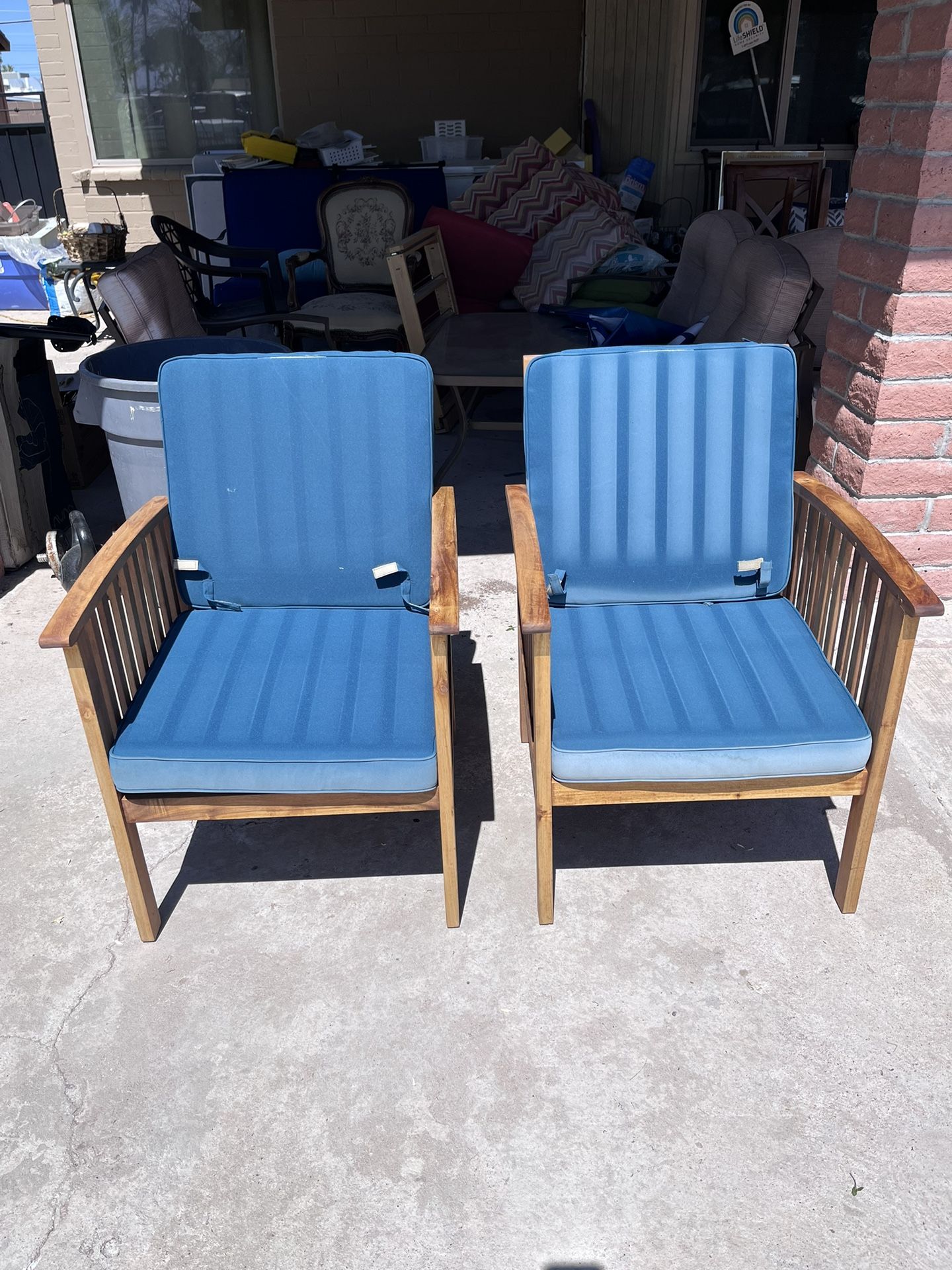 Wood Patio Chairs with Cushions Set Of 2