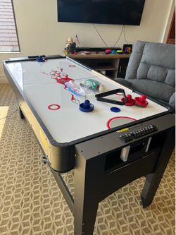 Fat Cat Original 3 in 1 Air Hockey, Billiards, & Table Tennis Game Table, Blue - Retail: $1350