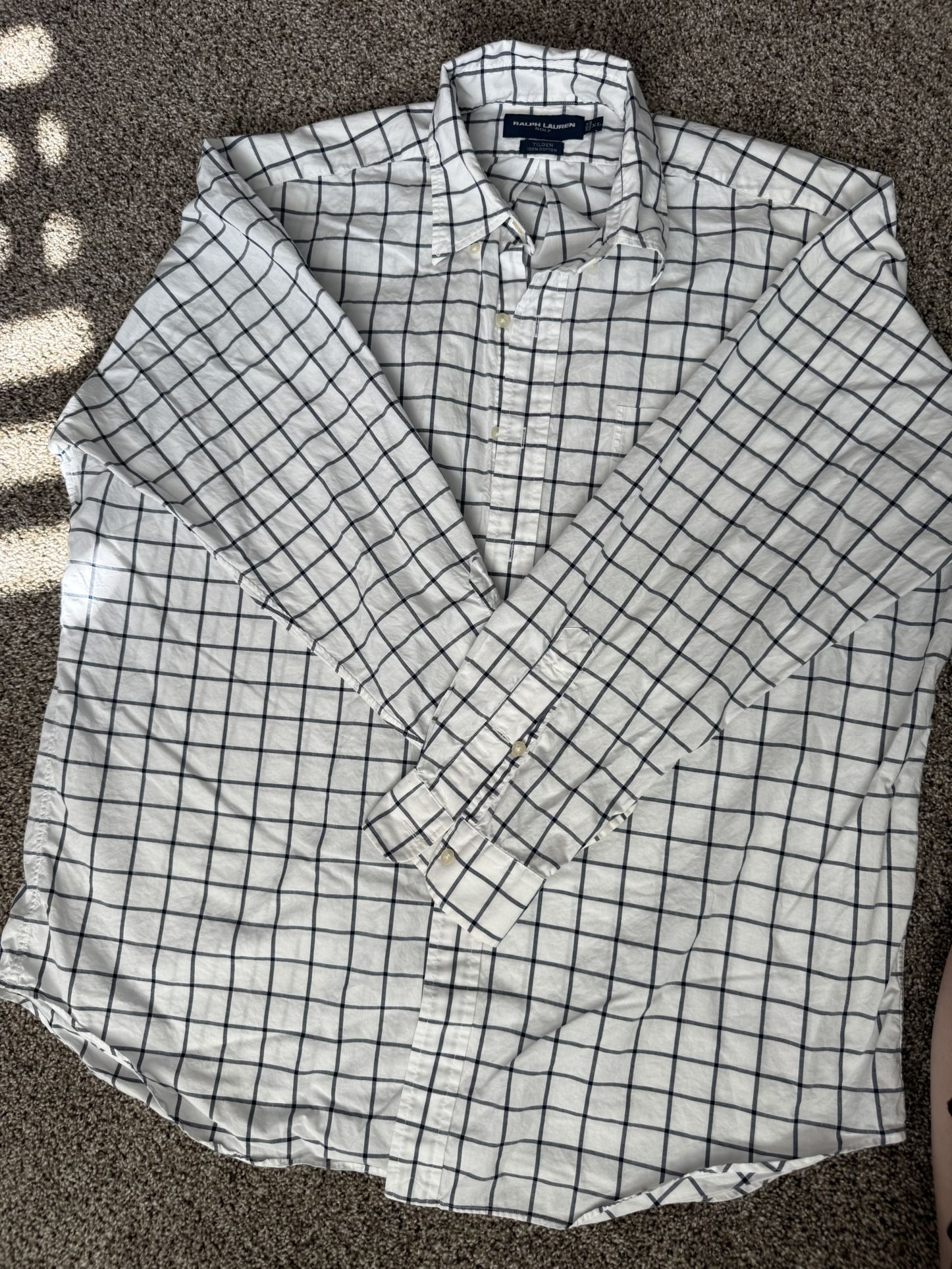 Polo By Ralph Lauren Shirt White Yellow Black Plaid Size XL Long Sleeve Button Up