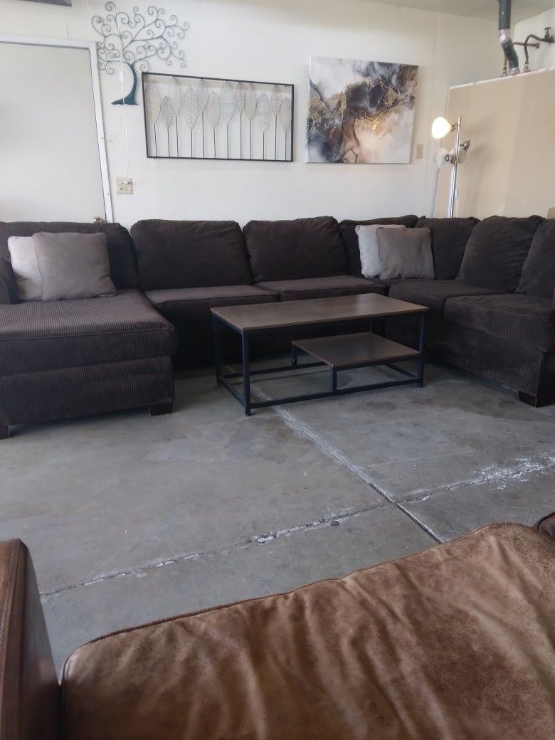 Free Delivery Brown Courderoy Sectional Couch