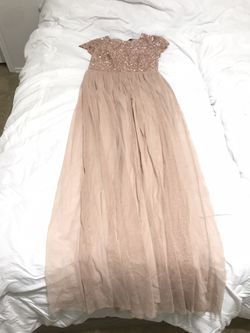 Sequin top tulle skirt pink evening dress