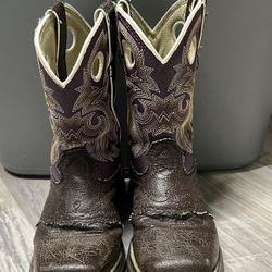 Girls Durango Boots (dark Brown and purple)