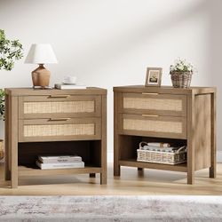 Eclatara Rattan Nightstands Set of 2