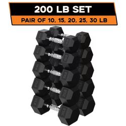 Brand new 200 LB Hex Dumbbell set ( pair of 10, 15, 20, 25, 30 LB)