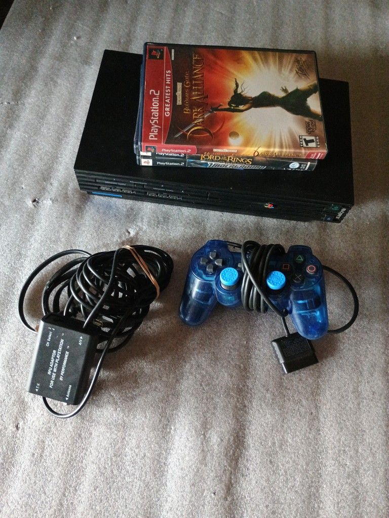 PS2 Fat With One Controller And Three Games