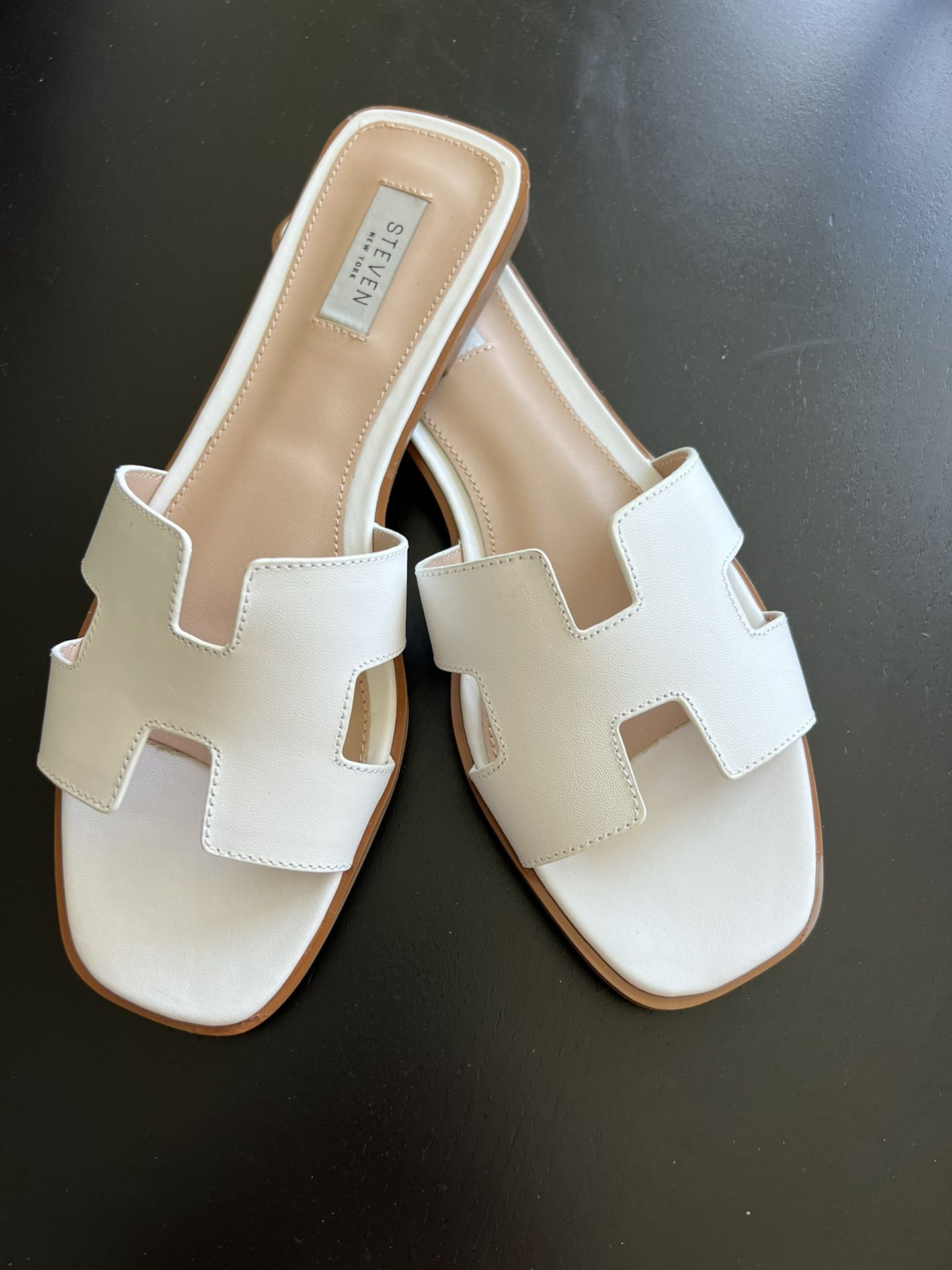 STEVEN NEW YORK LEATHER SLIDE SANDALS - BNWOT !!!