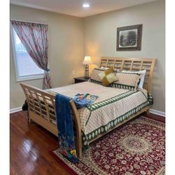 Wood Bed Frame And Mattress  Queen Size