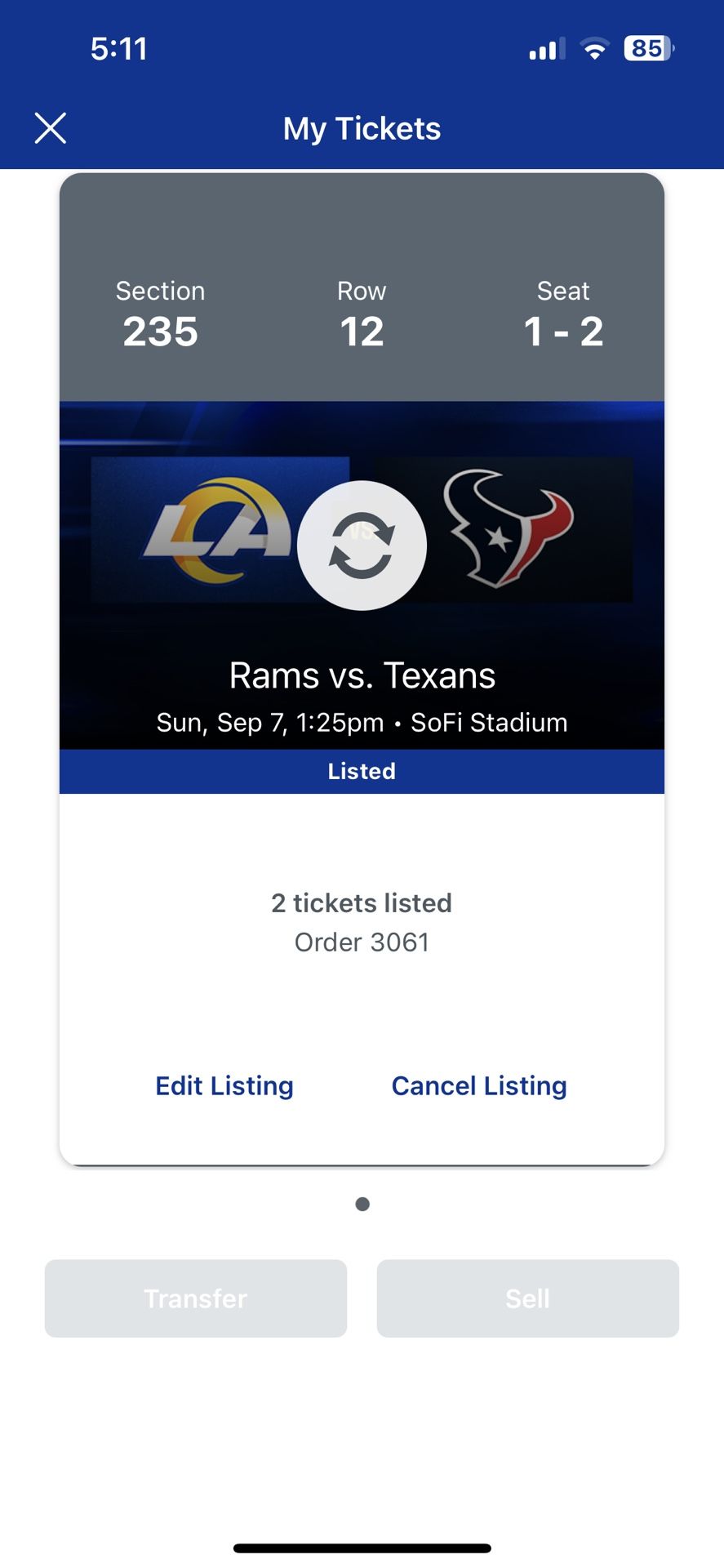 Rams Season Opener Game