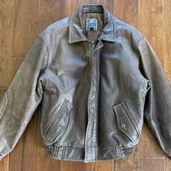 Bomber-Style Leather Jacket - 90s Era Men’s Large - Nearly New Condition