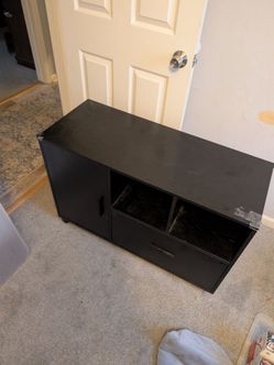 Black TV Stand with Cabinet and Shelves
