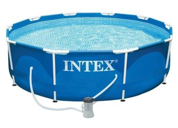 INTEX Metal Frame 10' x 30" Outdoor Swimming Pool with Filter Pump & Cover