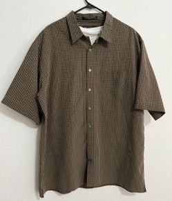 Brandini Men's XLT Big & Tall Brown/Black Check Short Sleeve Button-Up Shirt