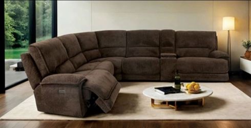 Brand New Brown Super Plush Power Reclining Sectional Sofa