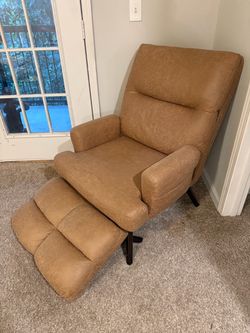 Living Room Chair Home Recliner Chair with Ottoman Adjustable Home Theater Seating Lounge Chaise with Cushion, Suede Fabric Chair (Brown)