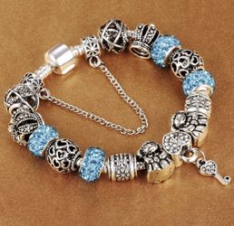 Key to my heart blue charm bracelet