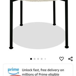 Benjara Aeon 22 Inch  Dining Chairs, Metal Frame, Boucle, Off White and Black New 